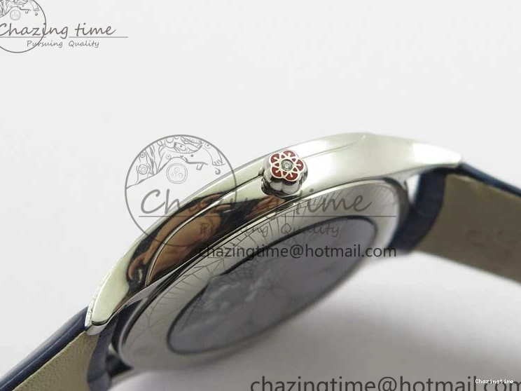 0412 Ladies’ De Ville Trésor Diamond Blue Dial Blue Fabric Watch OXF 1:1 Best Edition Swiss Quartz Upgraded 7892